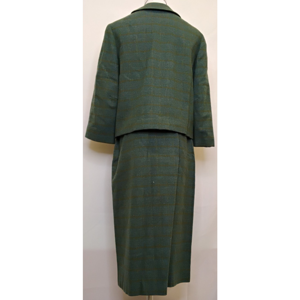 Pendleton Skirt Suit Set Women's 14 Green Plaid 100% Virgin Wool 1960s #Z5719 - Picture 3 of 16